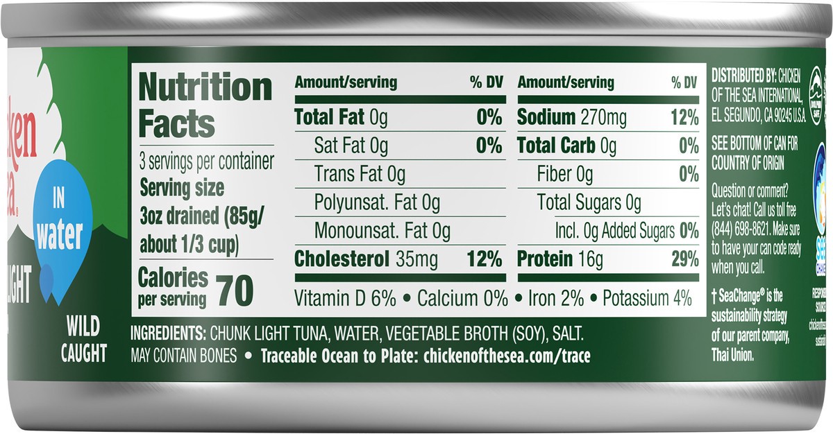 slide 3 of 5, Chicken of The Sea Chunk Light Tuna In Water, 12 oz