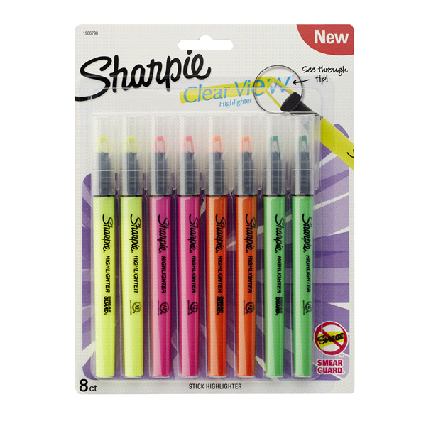 slide 1 of 1, Sharpie CLEARVIEW STICK Assorted, 8 ct