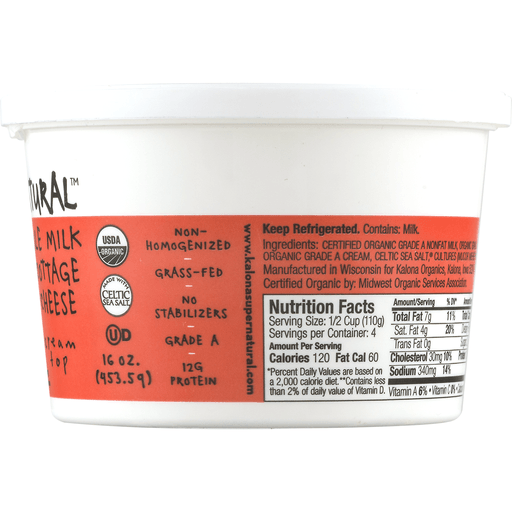 slide 6 of 9, Kalona Supernatural Organic Whole Milk Cottage Cheese - 16 oz, 16 oz
