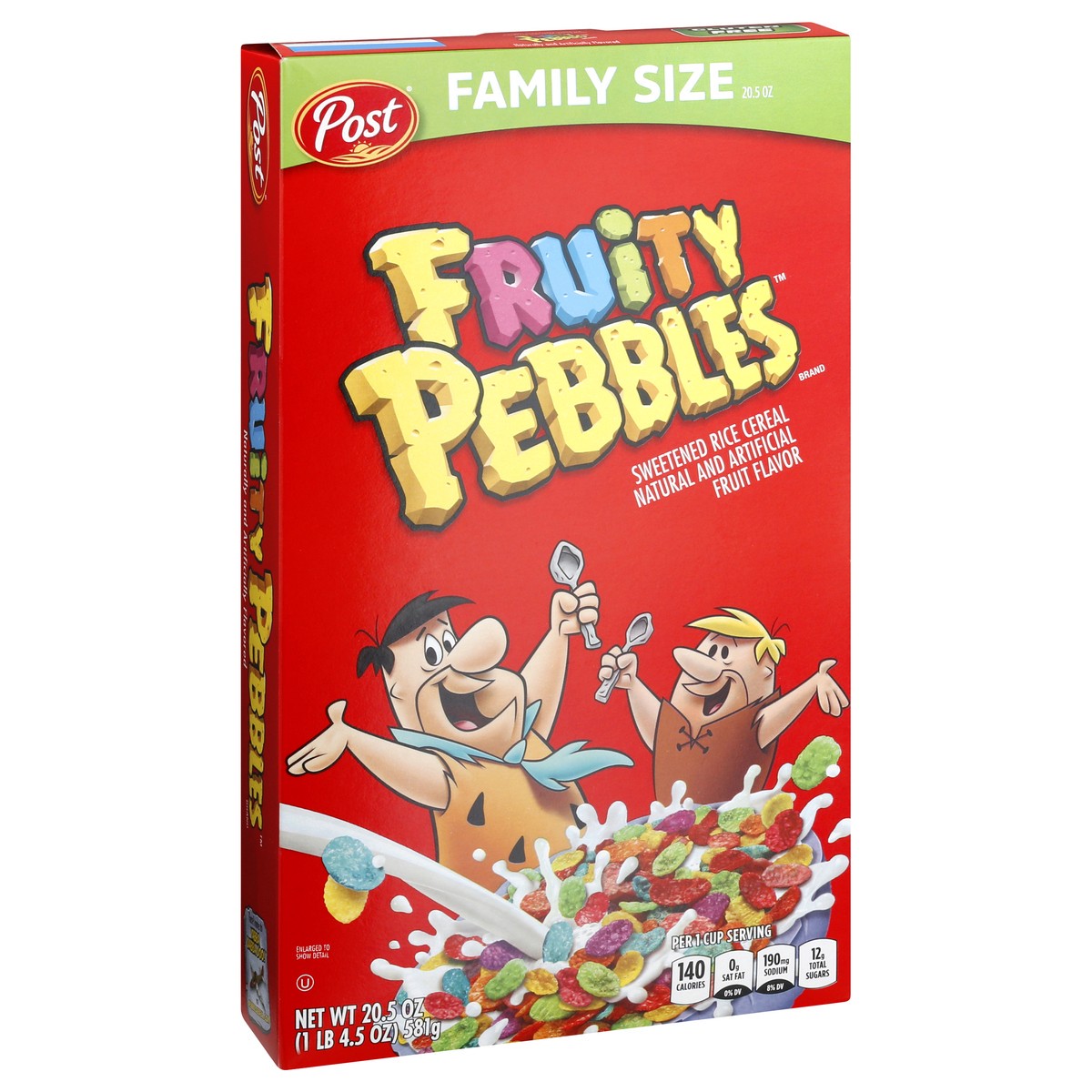 slide 3 of 9, Post Fruity PEBBLES Breakfast Cereal, Gluten Free, 10 Vitamins and Minerals, Breakfast Snacks, Sweetened Rice Cereal, 20.5 Oz, 20.5 oz