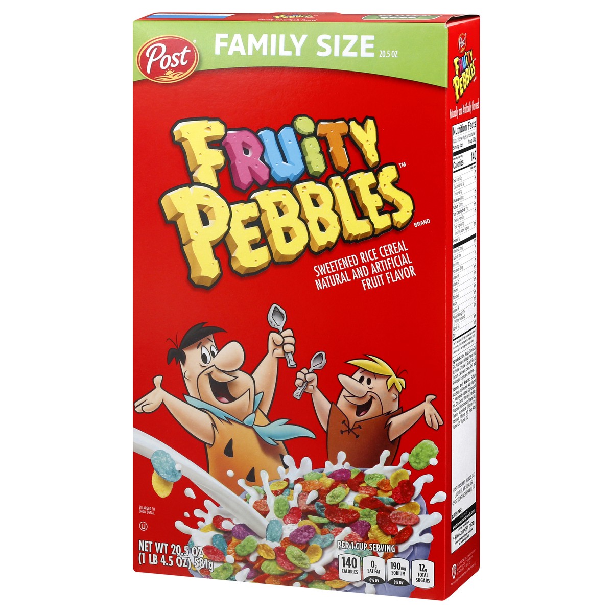 slide 4 of 9, Post Fruity PEBBLES Breakfast Cereal, Gluten Free, 10 Vitamins and Minerals, Breakfast Snacks, Sweetened Rice Cereal, 20.5 Oz, 20.5 oz