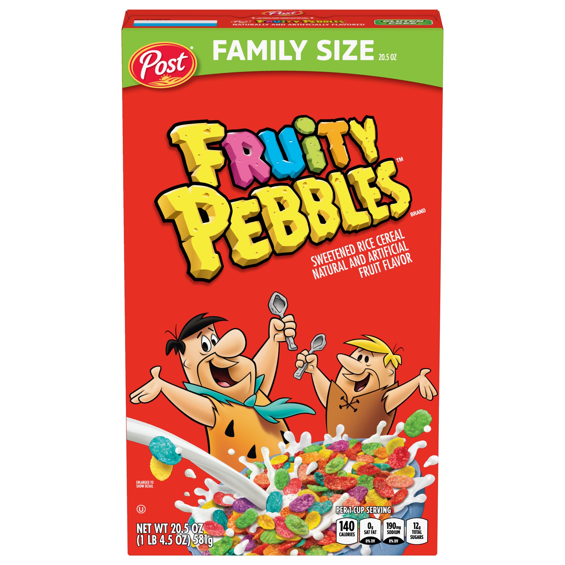 slide 1 of 9, Post Fruity PEBBLES Breakfast Cereal, Gluten Free, 10 Vitamins and Minerals, Breakfast Snacks, Sweetened Rice Cereal, 20.5 Oz, 20.5 oz