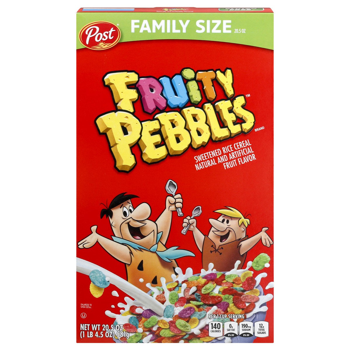 slide 1 of 9, Post Fruity PEBBLES Breakfast Cereal, Gluten Free, 10 Vitamins and Minerals, Breakfast Snacks, Sweetened Rice Cereal, 20.5 Oz, 20.5 oz