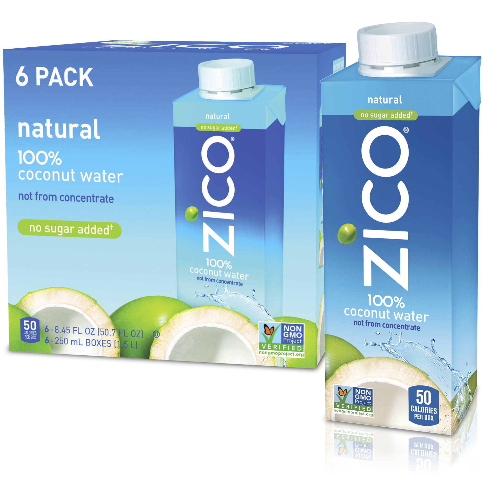 slide 1 of 2, Zico 100% Coconut Water, 6 ct; 8.45 fl oz