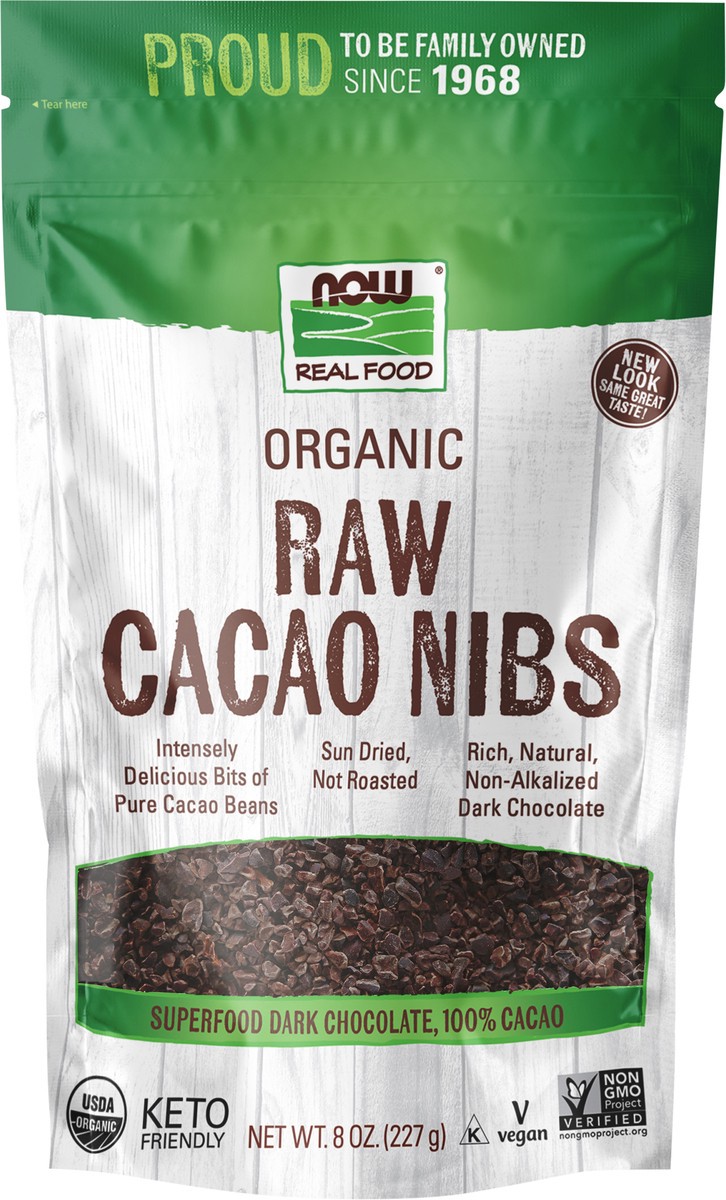 slide 7 of 9, NOW Real Food Cacao Nibs, Organic & Raw - 8 oz., 8 oz