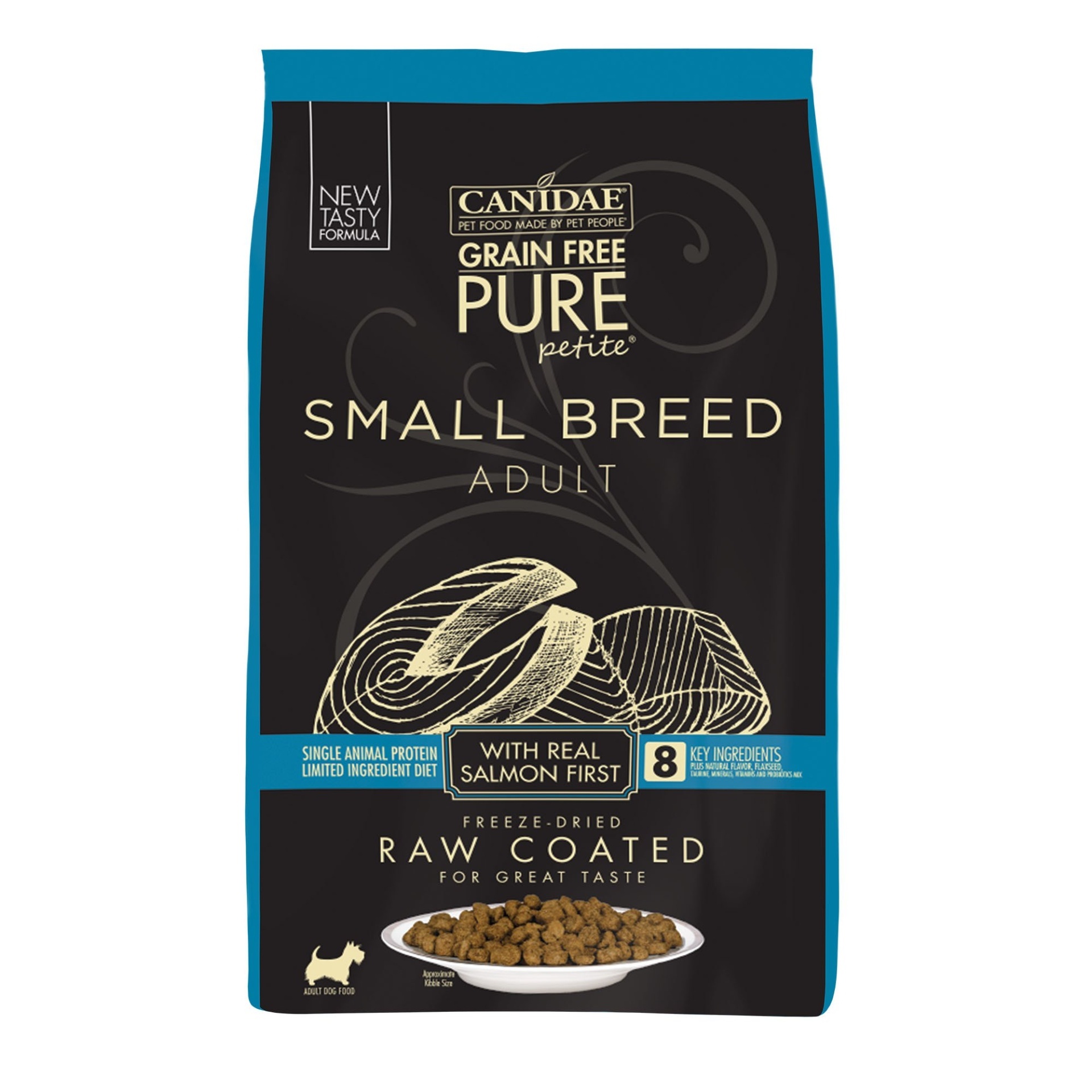 slide 1 of 1, CANIDAE Pure Petite Small Breed Adult Raw Coated with Fresh Salmon Dry Dog Food, 10 lb