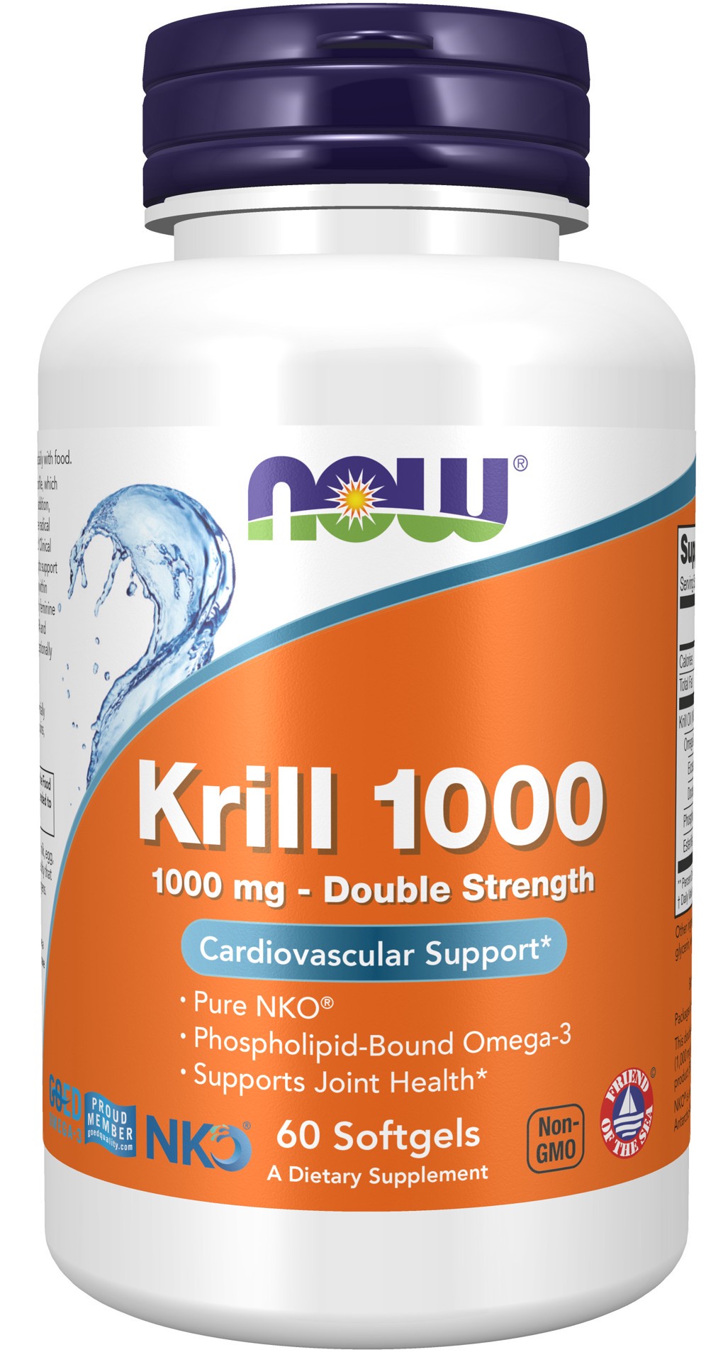 slide 1 of 4, NOW Krill 1000, Double Strength 1000 mg - 60 Softgels, 60 ct