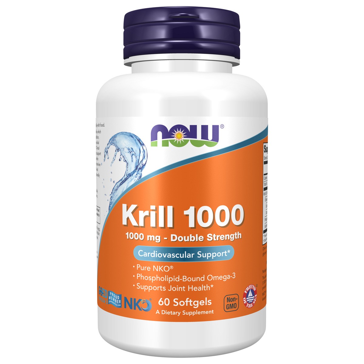 slide 1 of 4, NOW Krill, Double Strength 1000 mg - 60 Softgels, 60 ct