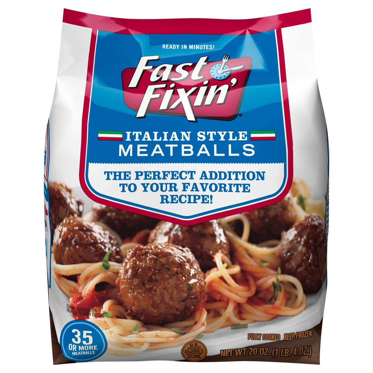 slide 1 of 4, FAST FIXIN Fully Cooked Italian Style Meatballs, 566.99 g