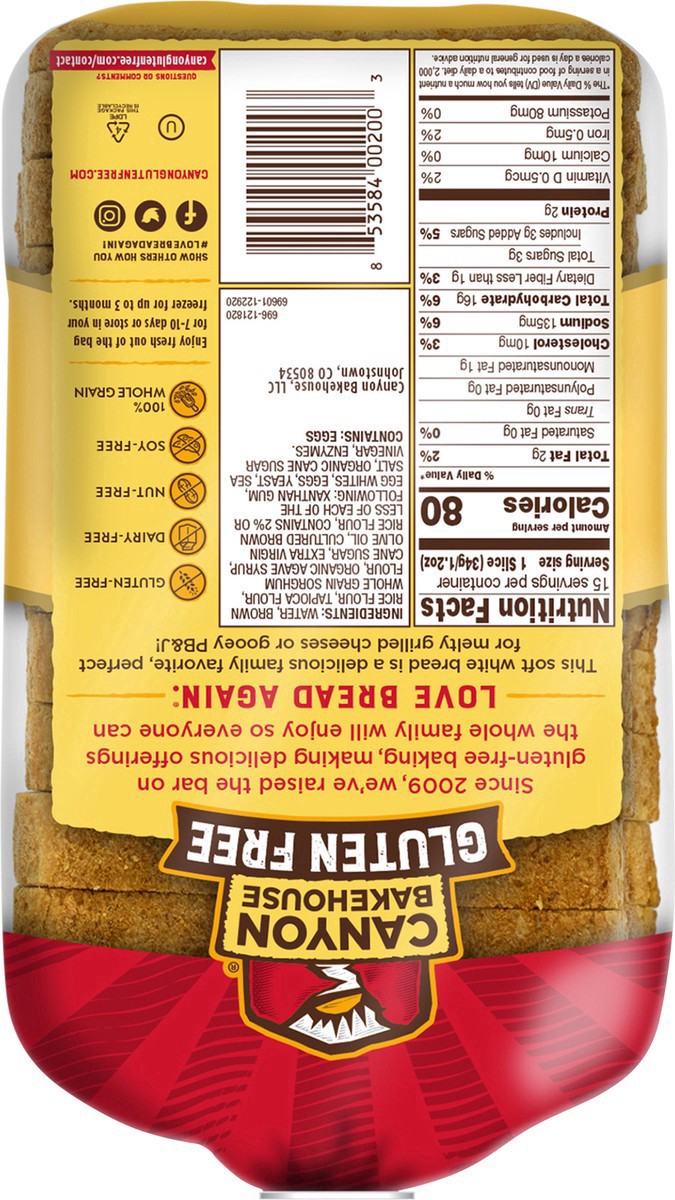 slide 5 of 8, Canyon Bakehouse Mountain White Bread, 18 oz