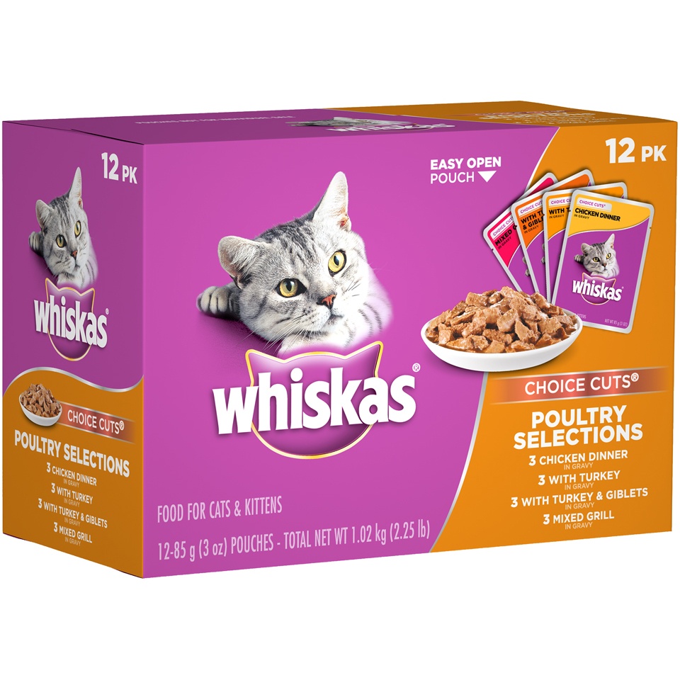 slide 2 of 9, Whiskas Choice Cuts Poultry Solutions Cat Food, 12 ct; 3 oz