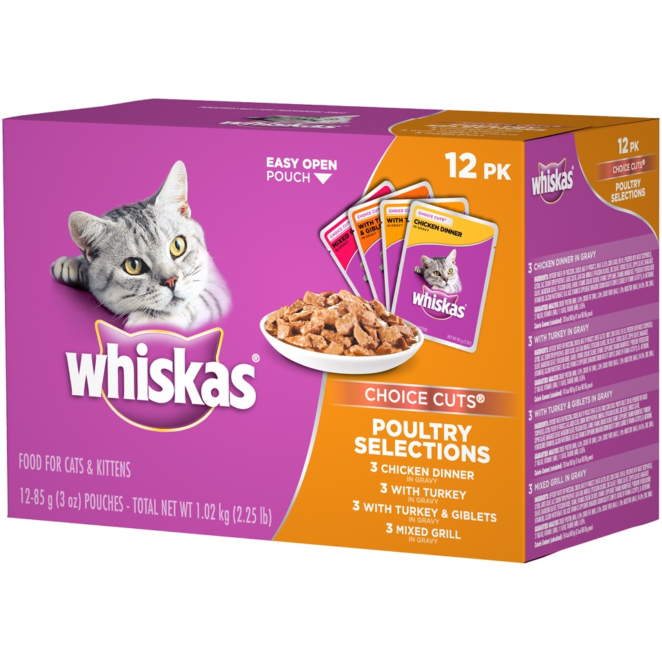 slide 3 of 9, Whiskas Choice Cuts Poultry Solutions Cat Food, 12 ct; 3 oz