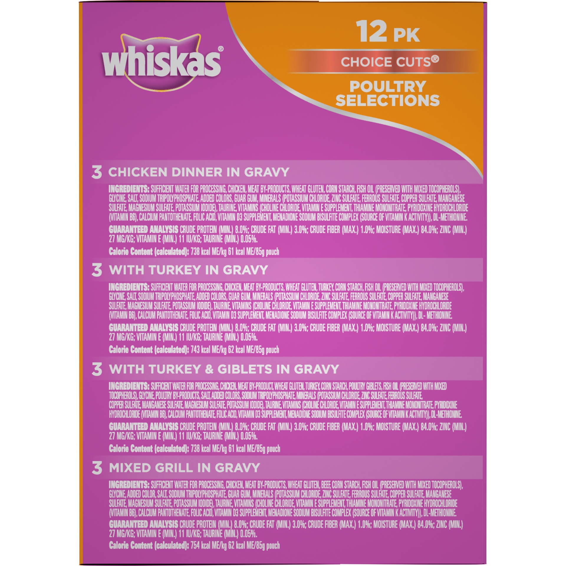 slide 5 of 9, Whiskas Choice Cuts Poultry Solutions Cat Food, 12 ct; 3 oz