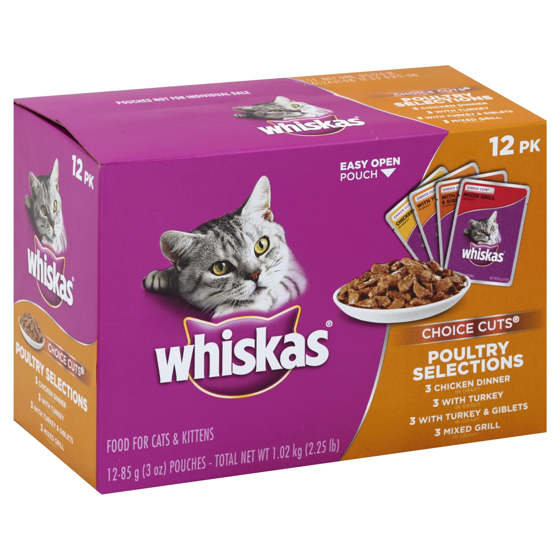 slide 1 of 9, Whiskas Choice Cuts Poultry Solutions Cat Food, 12 ct; 3 oz