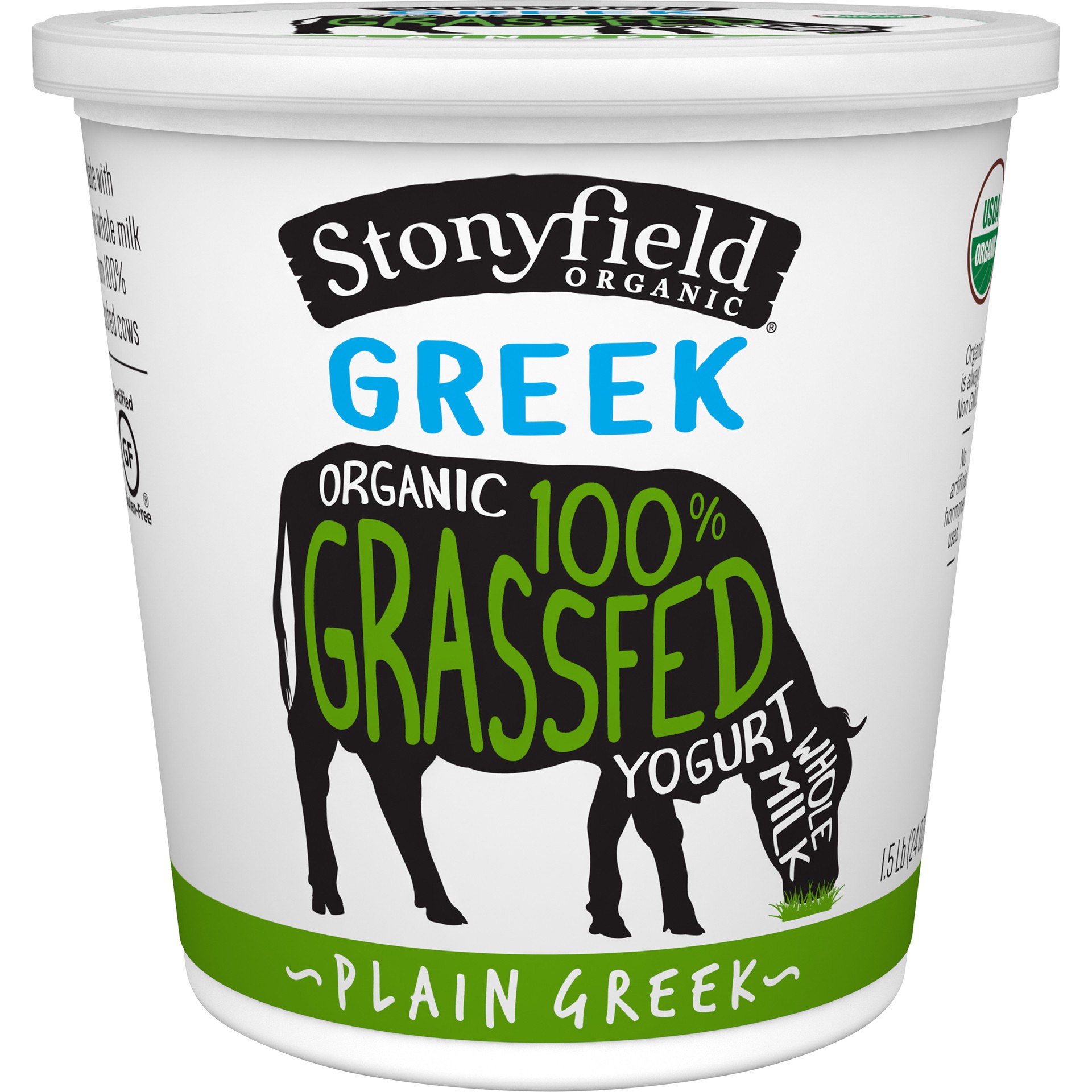slide 1 of 8, Stonyfield Organic 100% Grassfed Greek Whole Milk Yogurt, Plain, 24 oz., 24 oz