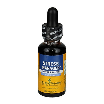 slide 1 of 1, Herb Pharm Stress Manager Herbal Supplement, 1 fl oz