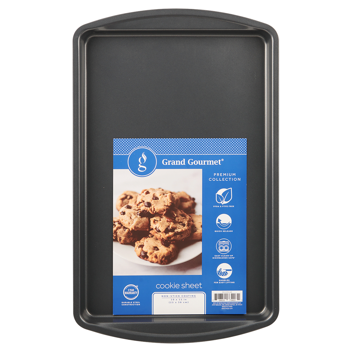 slide 1 of 5, Grand Gourmet Medium Cookie Pan, Dark Grey, 10" x 15", 10 in