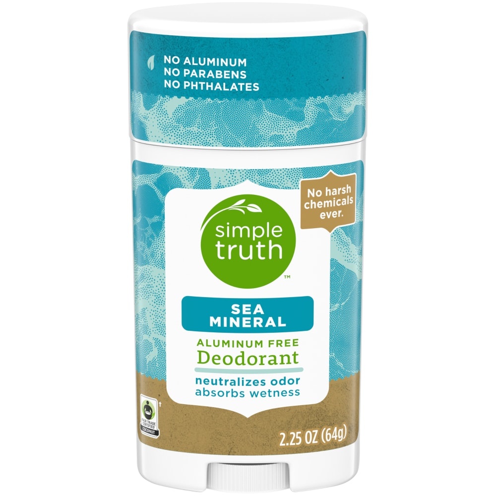 slide 1 of 1, Simple Truth\U2122 Sea Mineral Aluminum Free Deodorant Stick, 2.25 oz