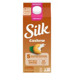 Silk Cashew Milk, Unsweet, Dairy Free, Gluten Free, 64 FL OZ Half Gallon