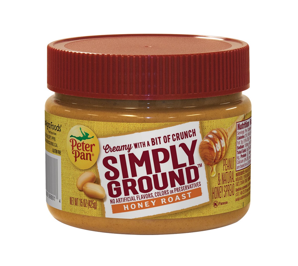 slide 1 of 3, Peter Pan Simply Ground Honey Roast Peanut Butter, 15 OZ, 15 oz