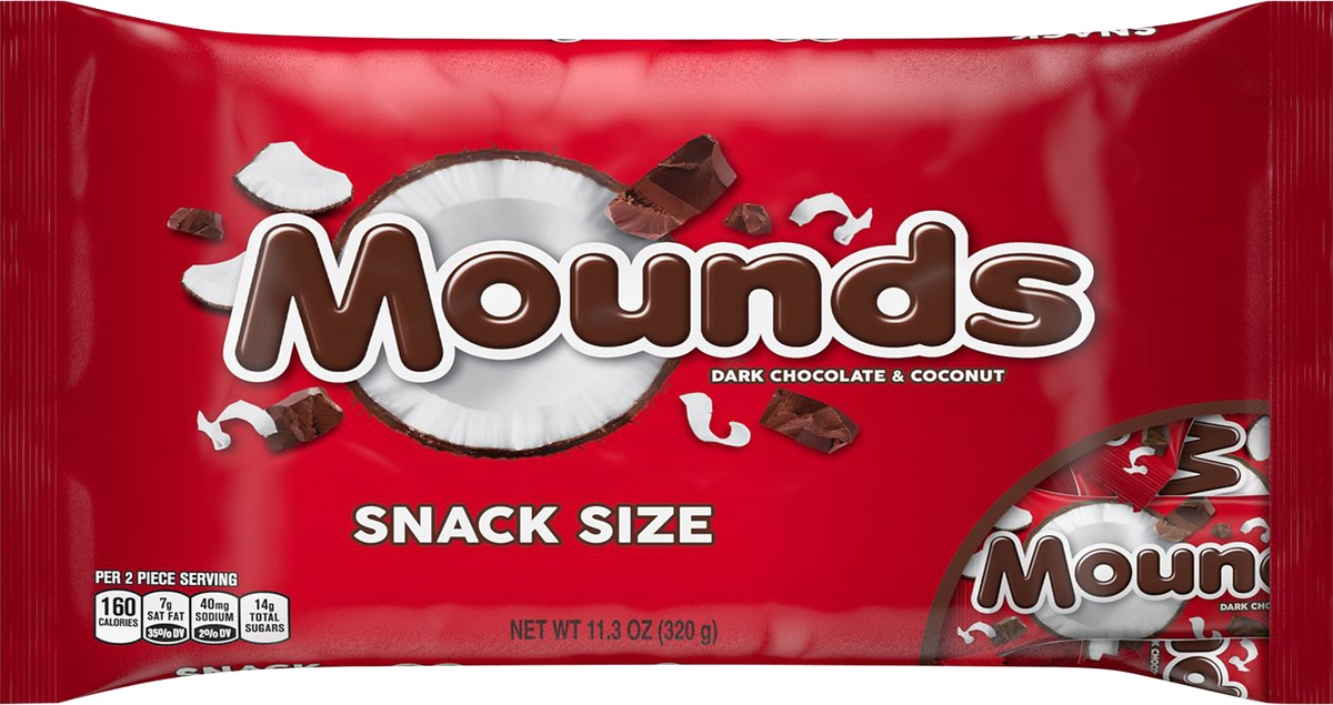 slide 4 of 6, Mounds Dark Chocolate & Coconut Snack-Sized Bars, 11.3 oz