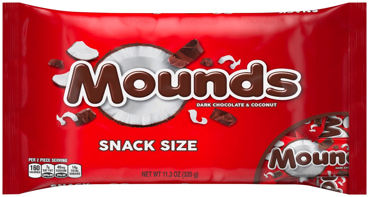 slide 1 of 8, Mounds Dark Chocolate and Coconut Snack Size Candy Bag, 11.3 oz, 11.3 oz