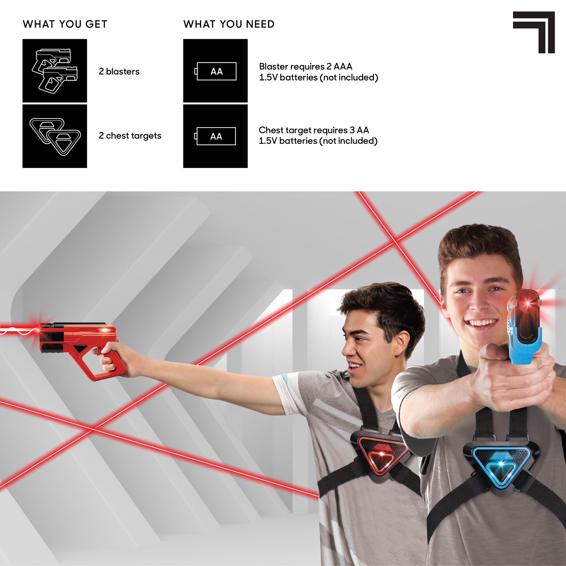 slide 9 of 10, Sharper Image Team Battle Laser Tag with Safe for Children and Adults, Indoor & Outdoor Battle Games, Combine Multiple Sets for Multiplayer Free-for-All, 8-pieces, Blue And Red, Age 8+, 1 ct