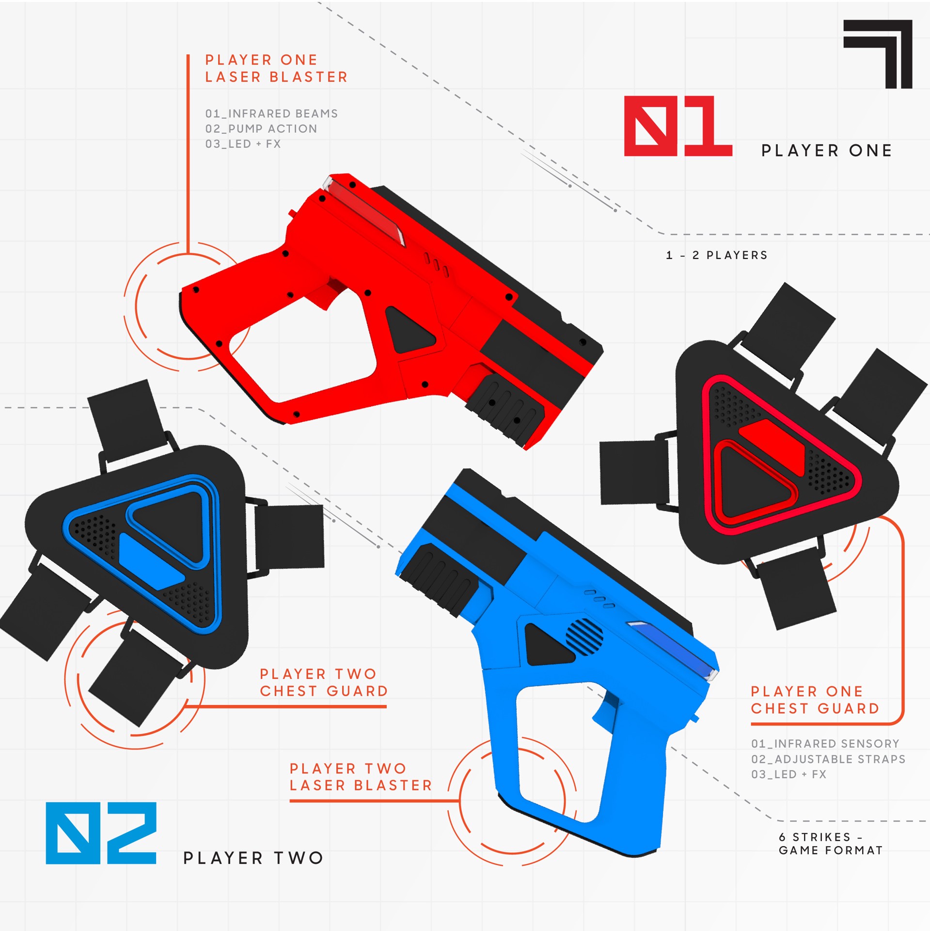 slide 4 of 10, Sharper Image Team Battle Laser Tag with Safe for Children and Adults, Indoor & Outdoor Battle Games, Combine Multiple Sets for Multiplayer Free-for-All, 8-pieces, Blue And Red, Age 8+, 1 ct