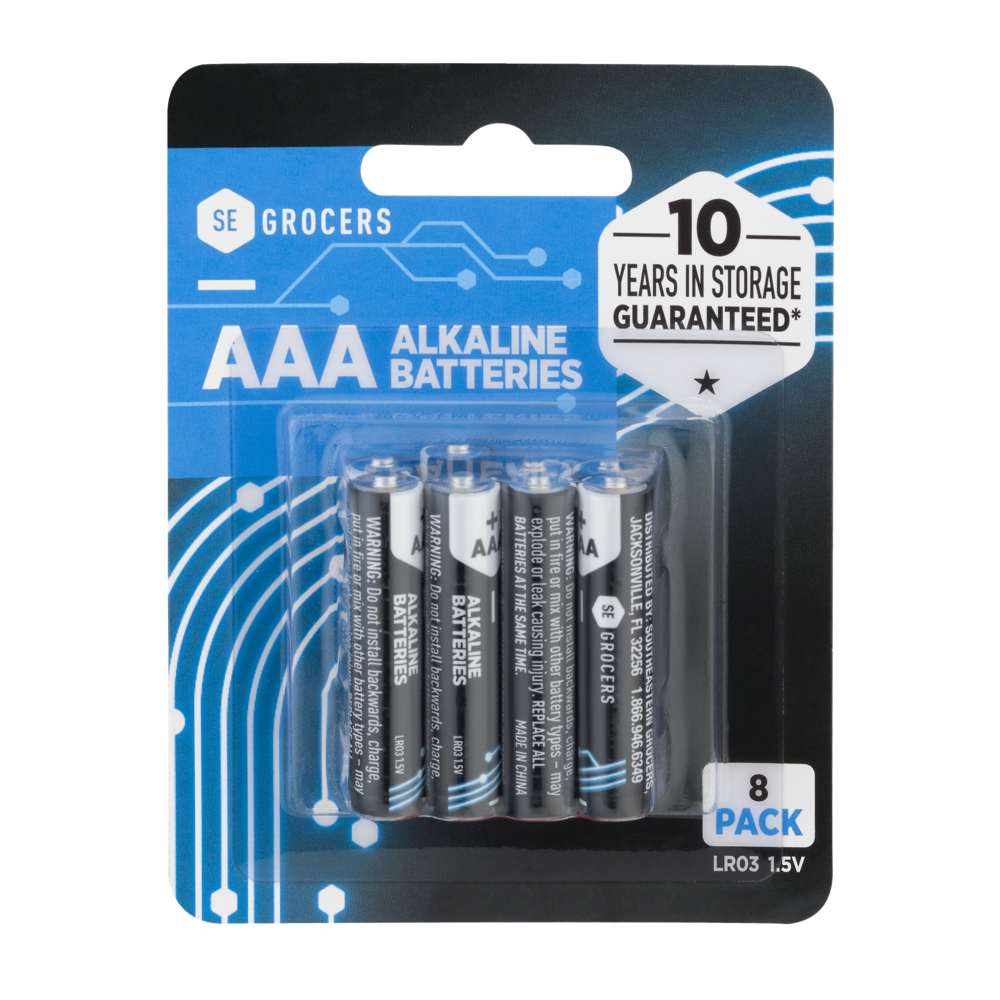 slide 1 of 1, SE Grocers Alkaline Batteries, 8 ct