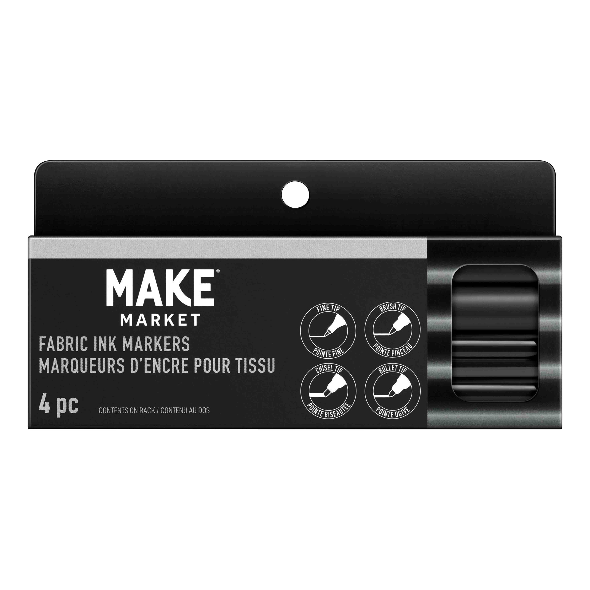 slide 3 of 4, Black Permanent Fabric Ink Marker Set By Make Market, 4 ct