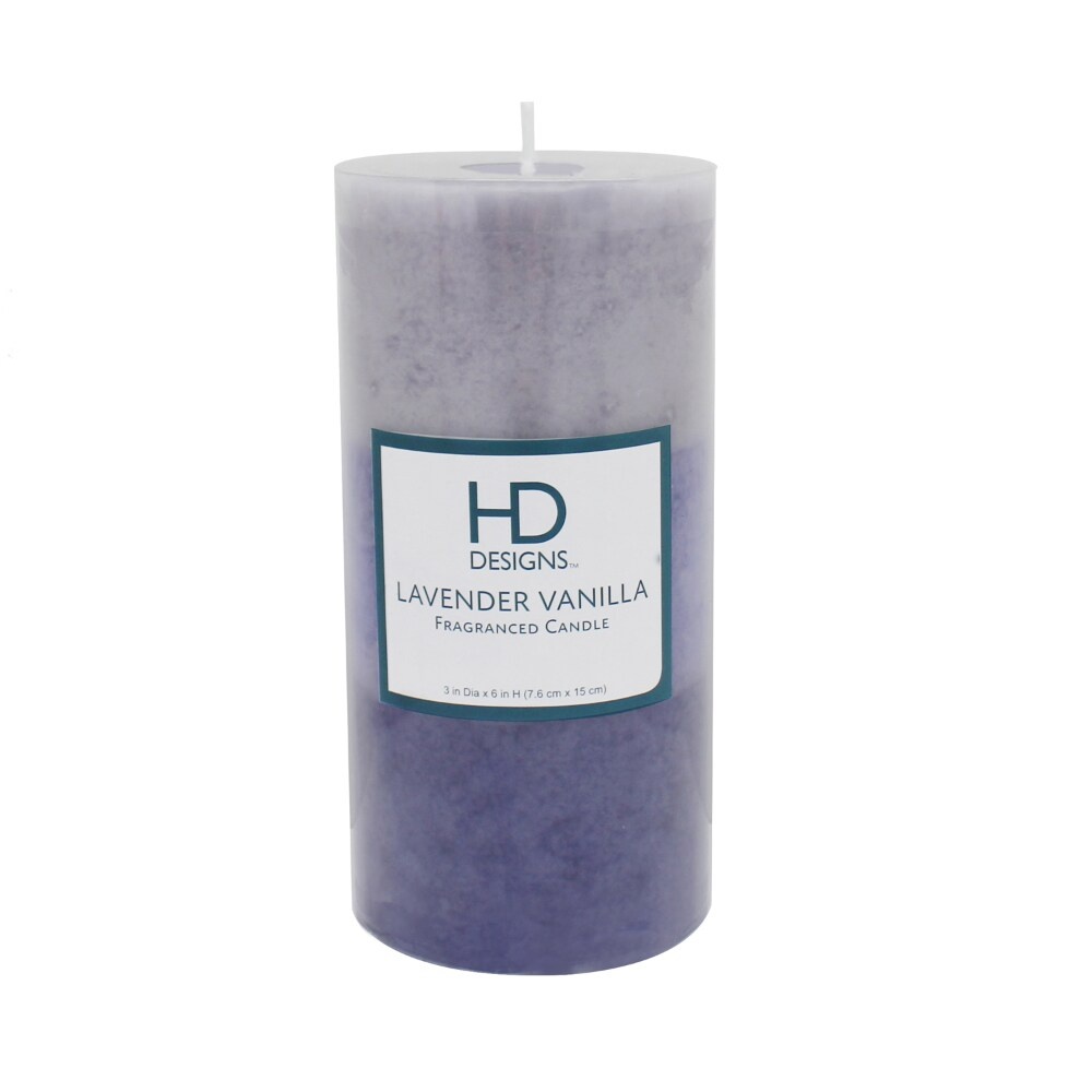 slide 1 of 1, HD Designs Lavender Vanilla Fragranced Candle - Purple, 3 in x 6 in