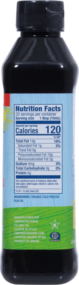 slide 12 of 13, Carrington Farms Organic Cold Pressed Flax Cooking Oil 16 oz, 16 oz