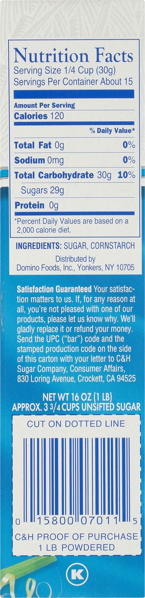 slide 8 of 9, C&H Pure Cane Sugar Confectioners Powdered Sugar 1 lb. Box, 1 lb