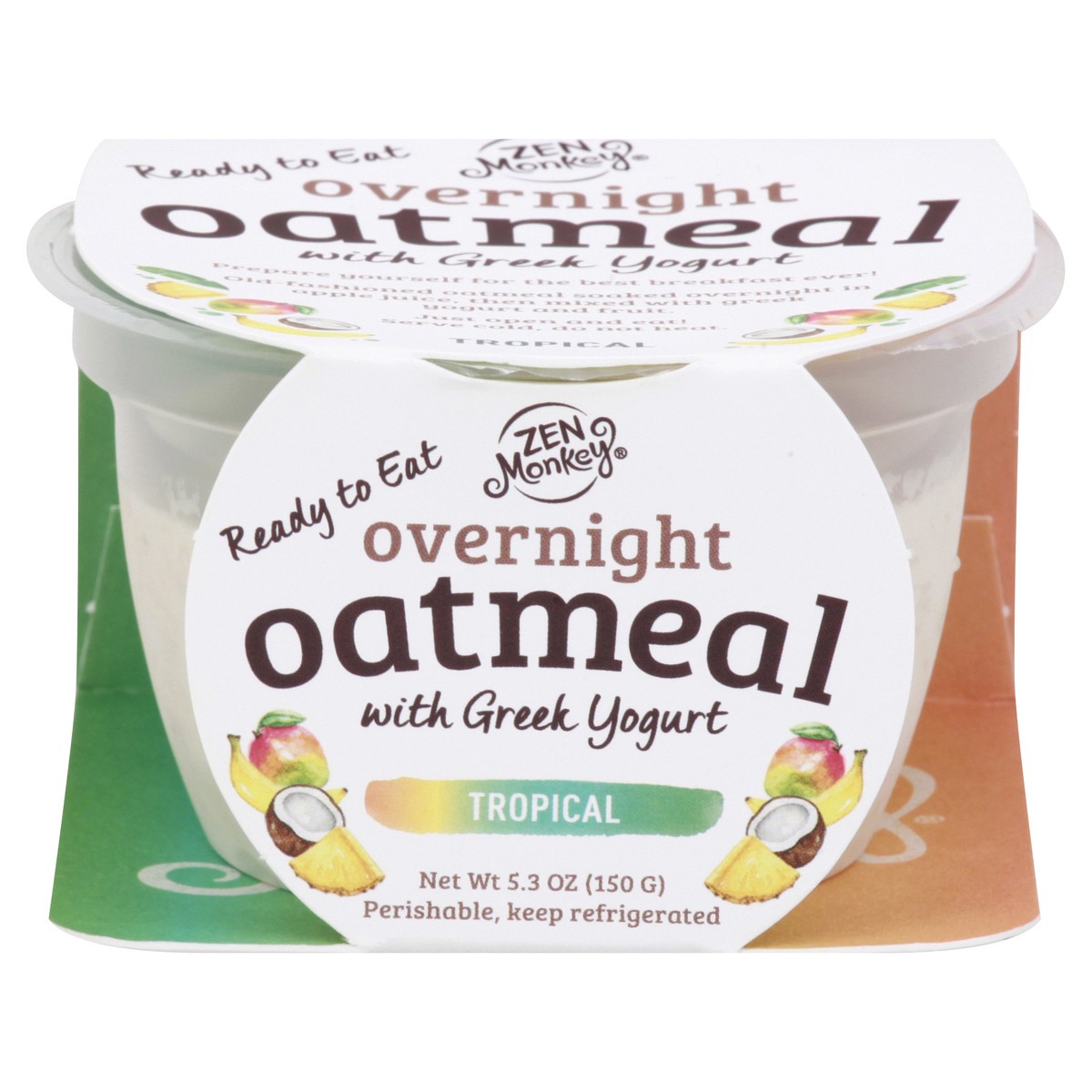 slide 1 of 13, Zen Monkey Overnight Tropical Oatmeal with Greek Yogurt 5.3 oz, 5.3 oz