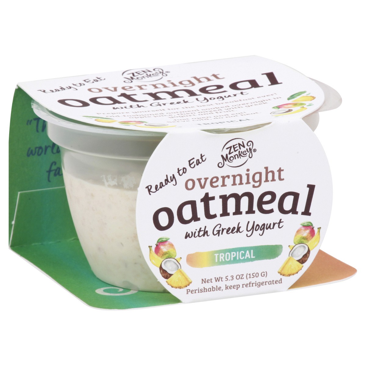 slide 4 of 13, Zen Monkey Overnight Tropical Oatmeal with Greek Yogurt 5.3 oz, 5.3 oz