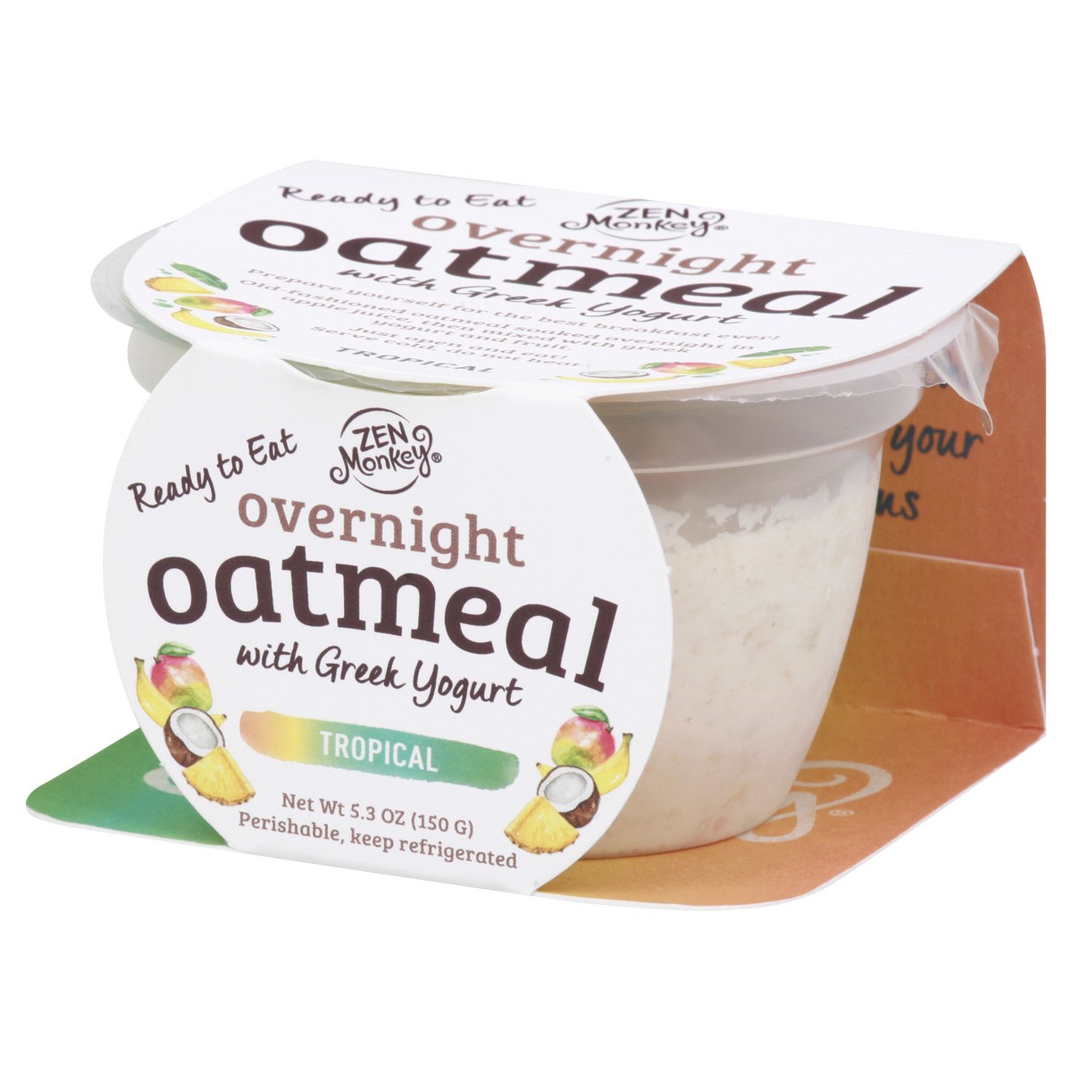 slide 5 of 13, Zen Monkey Overnight Tropical Oatmeal with Greek Yogurt 5.3 oz, 5.3 oz