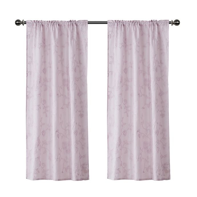 slide 3 of 3, Wamsutta Vintage Floral Embroidery Rod Pocket Window Curtain Panel - Grey, 45 in