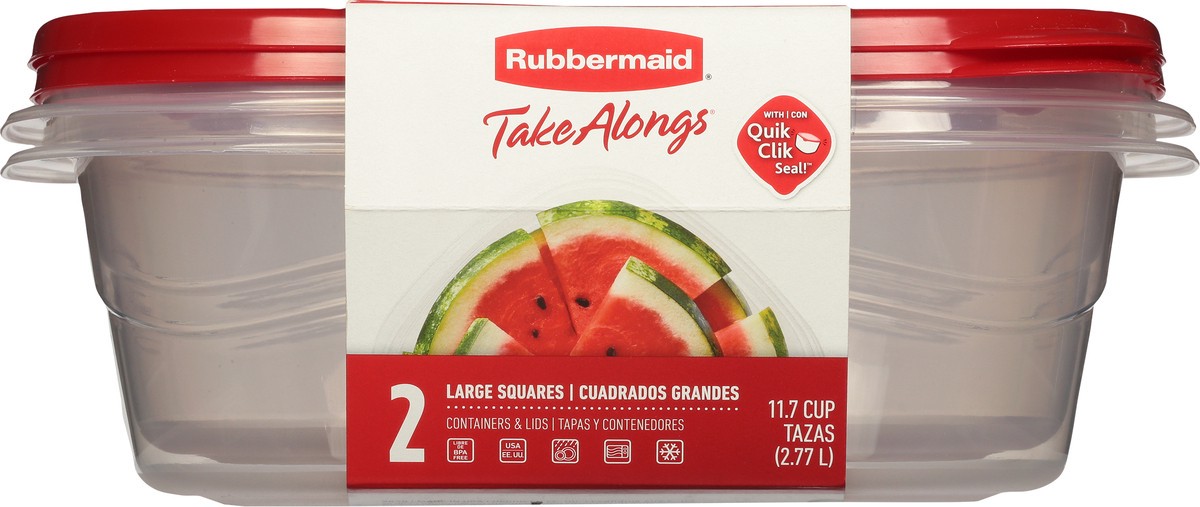 slide 9 of 9, Rubbermaid Take Alongs 11.7 Cup Large Squares Containers & Lids 2 ea, 2 ct