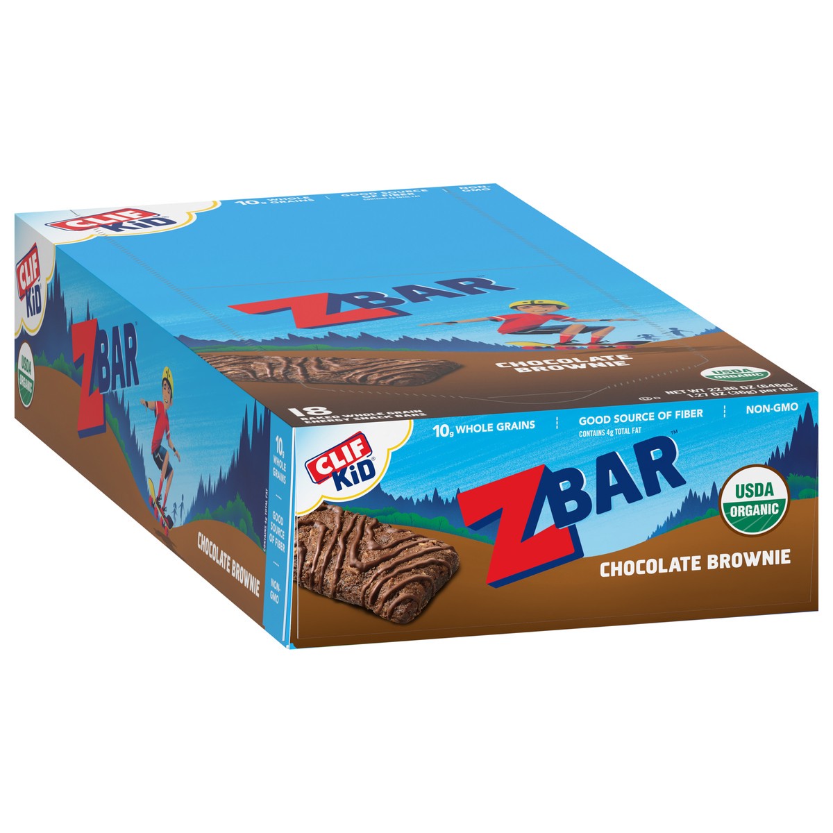 slide 9 of 12, CLIF Kid Zbar - Chocolate Brownie - Soft Baked Whole Grain Snack Bars - USDA Organic - Non-GMO - Plant-Based - 1.27 oz. (18 Count), 22.86 oz