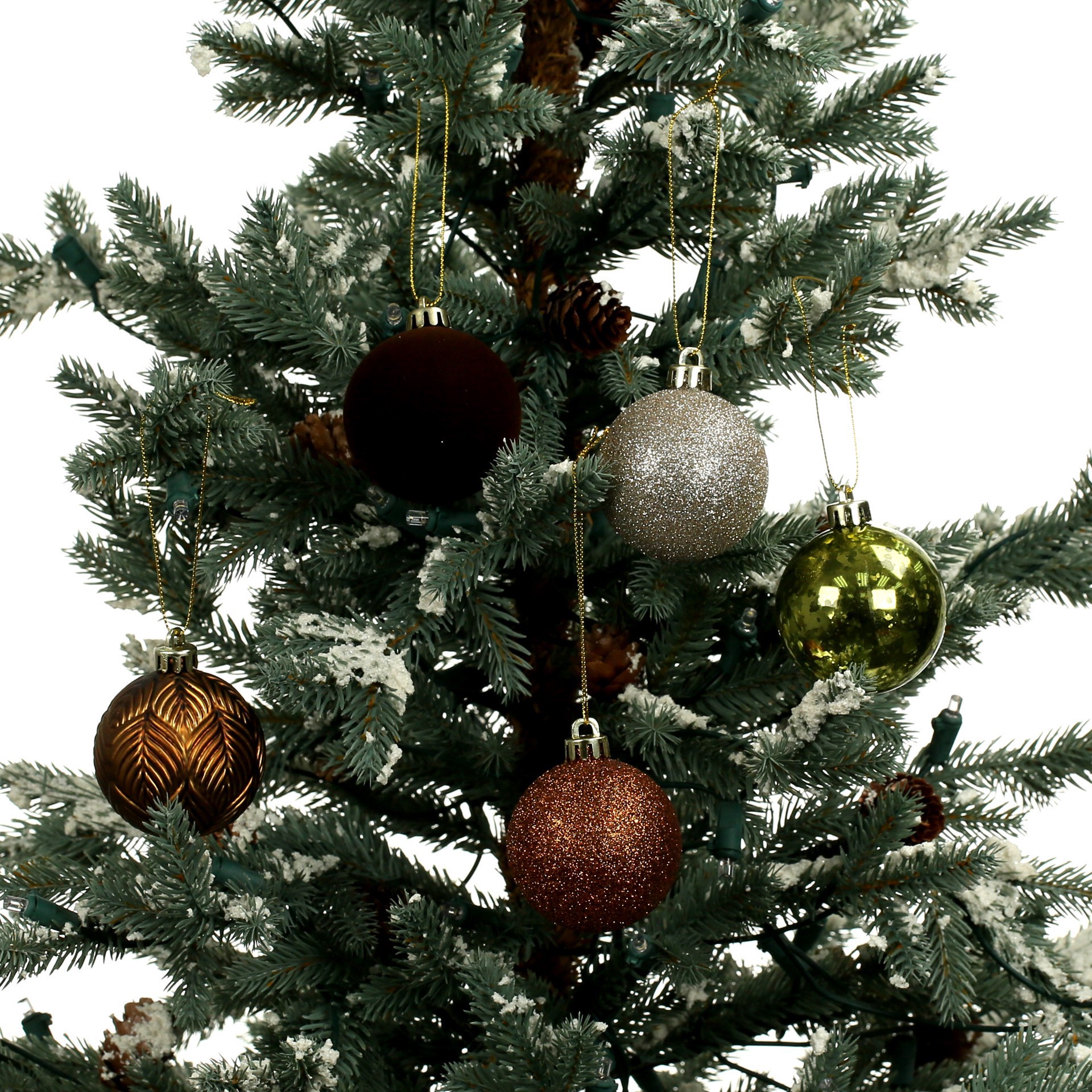 slide 3 of 3, 5 Pack 2.2" Gingerbread Forest Brown, Copper & Gold Shatterproof Ball Ornaments By Ashland, 5 ct