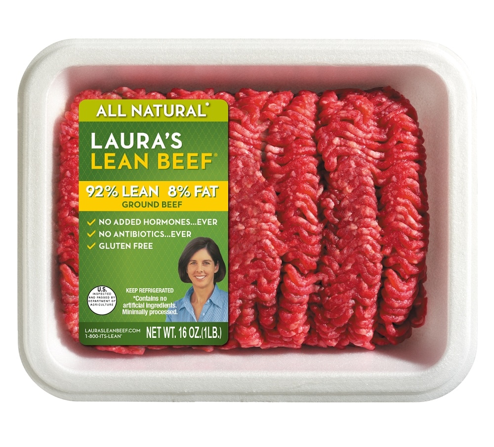 slide 1 of 1, Laura's Lean Ground Beef 92% Lean Tray, per lb