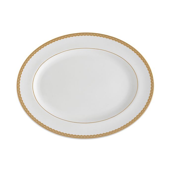 slide 1 of 1, Waterford Lismore Lace Gold Oval Platter, 15.5 in