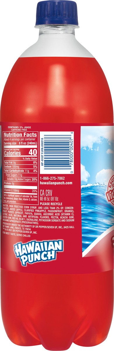 slide 2 of 11, Hawaiian Punch Fruit Juicy Red, 1 L bottle, 1 liter