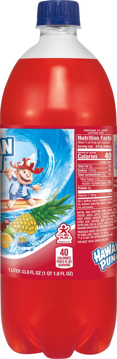 slide 6 of 11, Hawaiian Punch Fruit Juicy Red, 1 L bottle, 1 liter