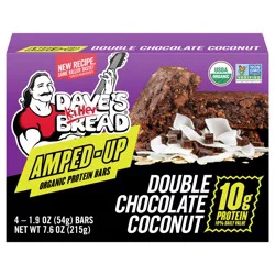 Dave''s Killer Bread Amped-Up Double Chocolate Coconut Organic Protein Bars, 4 Count