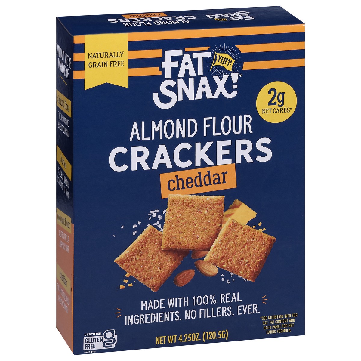 slide 4 of 9, Fat Snax Cheddar Almond Flour Cracke, 4.25 oz