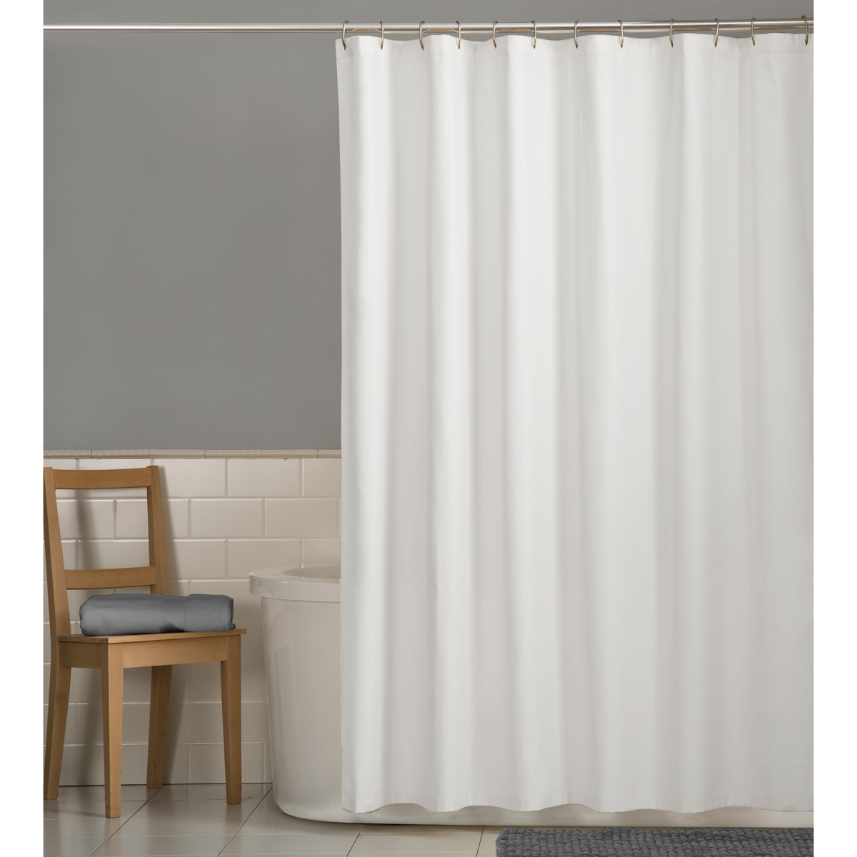 slide 1 of 9, Zenna Home Fabric Shower Curtain or Liner, 70 in x 72 in, White, 70 x 72 