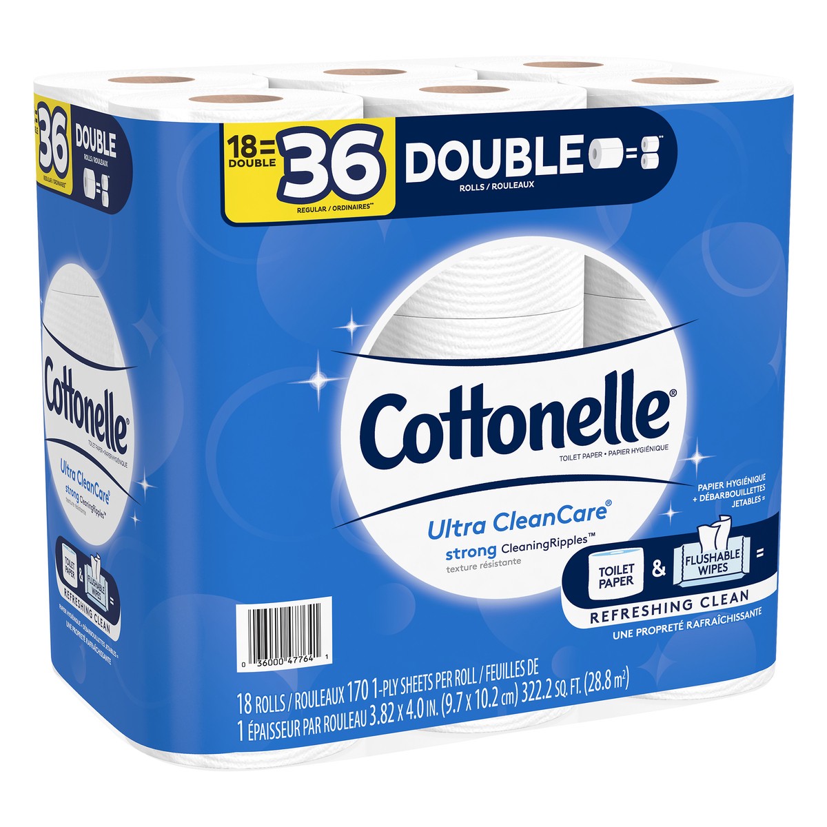 slide 5 of 8, Cottonelle Ultra CleanCare Toilet Paper, Strong Bath Tissue, Septic-Safe, 18 Double Rolls, 18 ct