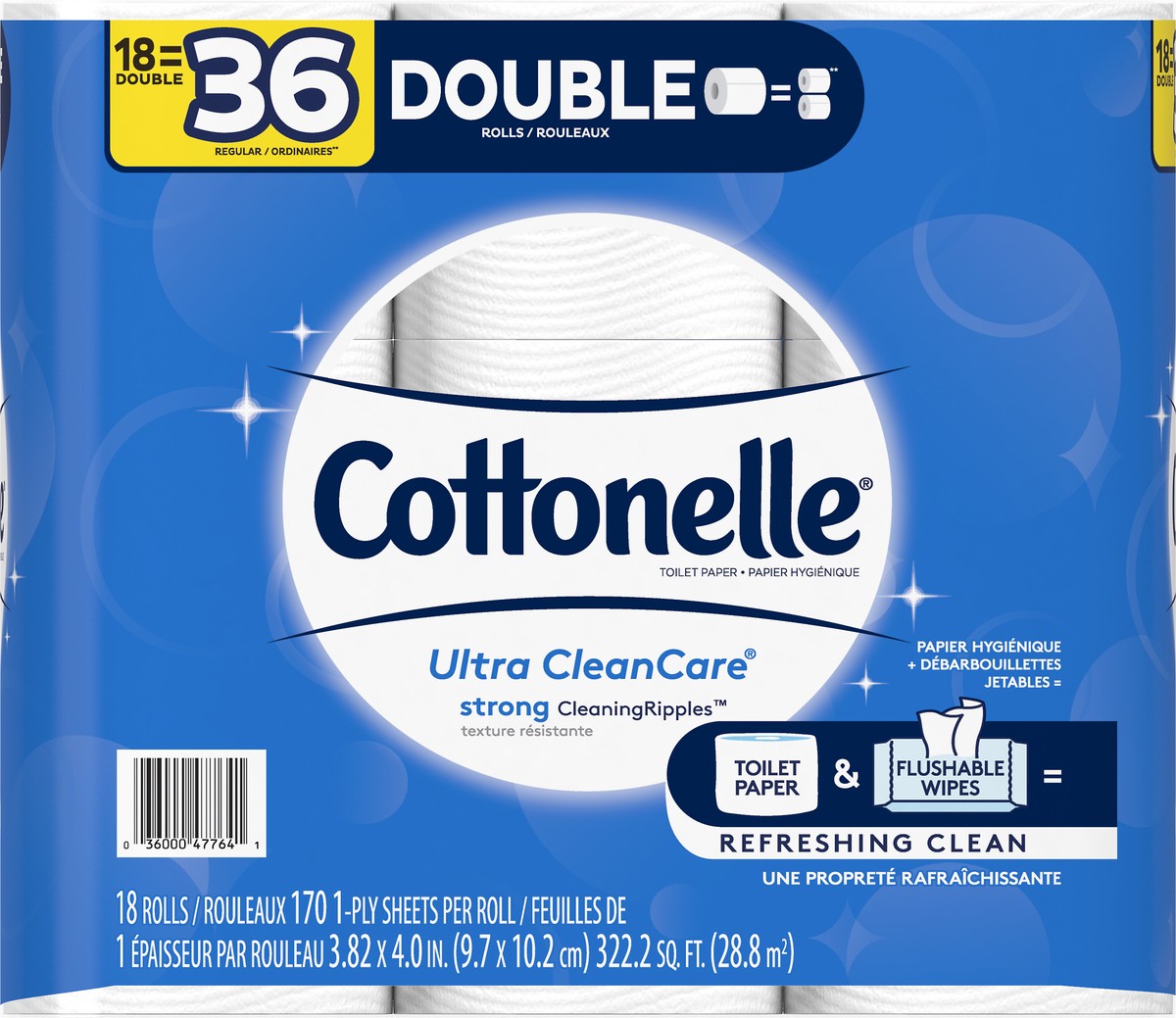 slide 4 of 8, Cottonelle Ultra CleanCare Toilet Paper, Strong Bath Tissue, Septic-Safe, 18 Double Rolls, 18 ct