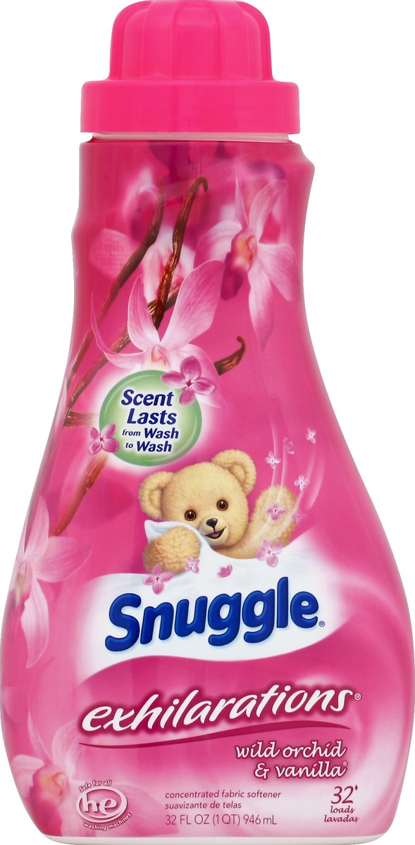 slide 2 of 2, Snuggle Exhilarations Wild Orchid & Vanilla Concentrated Fabric Softener, 32 fl oz